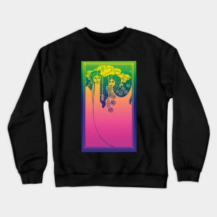 Art Nouveau Ladies (pink on blue/green) Crewneck Sweatshirt